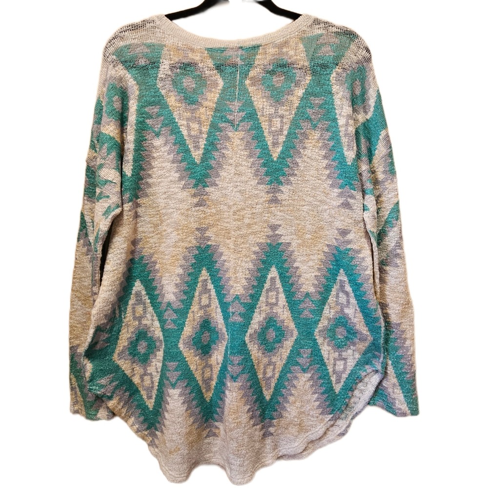 Southwestern Aztec Diamond Pattern Knit Sweater Estimated Size L/XL No Tag - Picture 3 of 6